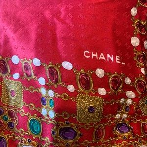 Silk red Chanel scarf/shawl/wrap
